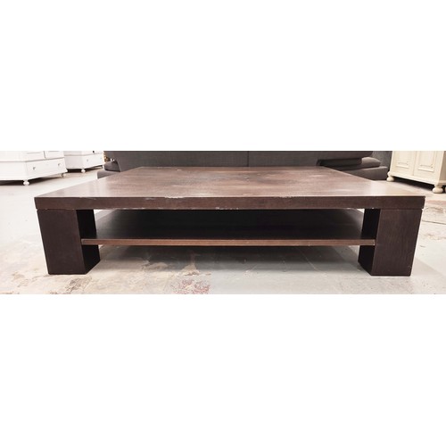 380 - LOW TABLE, of large proportions with under tier, 160cm W x 160cm D.