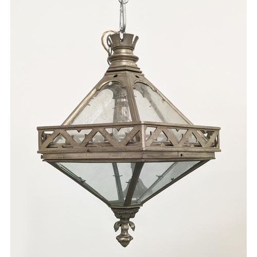 181 - HANGING LANTERNS, three of hexagonal form, each approx 45cm H. (3)