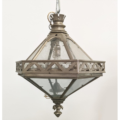 181 - HANGING LANTERNS, three of hexagonal form, each approx 45cm H. (3)