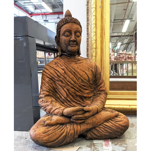 317 - SCULPTURAL SEATED BUDDAH, composite stone, 81cm H approx.