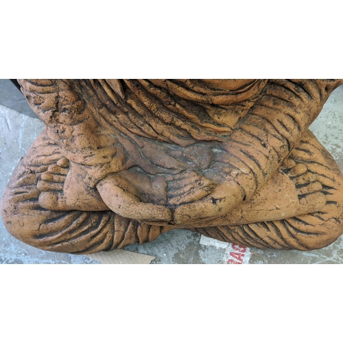 317 - SCULPTURAL SEATED BUDDAH, composite stone, 81cm H approx.