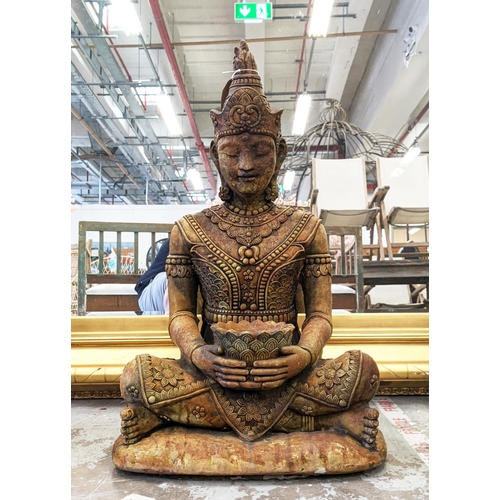 318 - SCULPTURAL SEATED BUDDAH, composite stone, 80cm H approx.