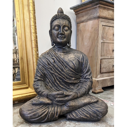 319 - SCULPTURAL SEATED BUDDAH, composite stone, 81cm H approx.