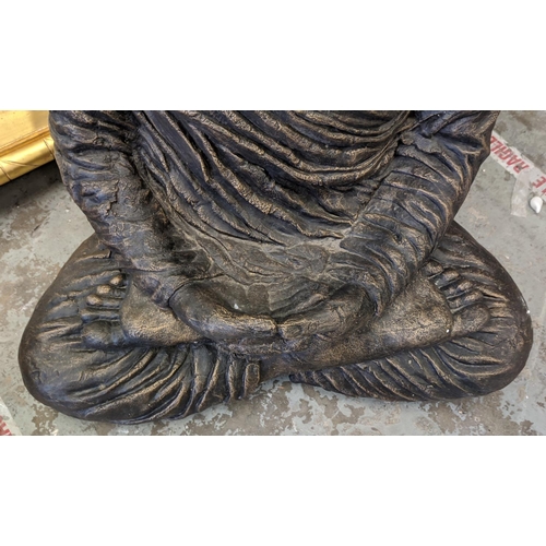 319 - SCULPTURAL SEATED BUDDAH, composite stone, 81cm H approx.