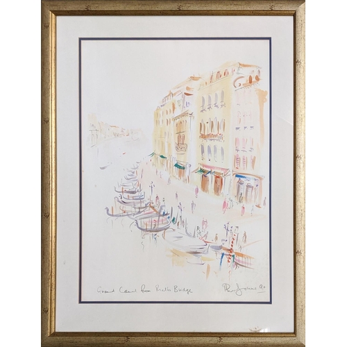 32 - PHIL JOHNS, 'Grand Canal from Rialto Bridge', watercolour, signed and dated 90, 73cm x 54cm, framed.