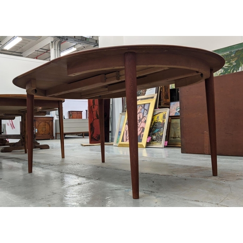 389 - SKOVMAND & ANDERSEN EXTENDABLE TABLE, with one leaf, 170cm x 120cm x 73.5cm approx at largest.