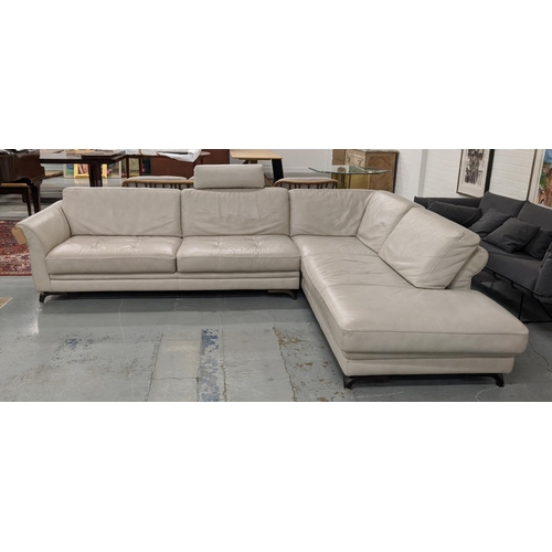 396 - ROCHE BOBOIS SOFA, white leather finish, 315cm x 245cm x 96cm H at tallest.