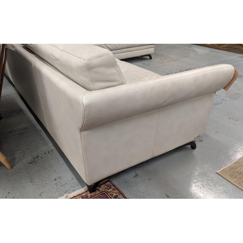 396 - ROCHE BOBOIS SOFA, white leather finish, 315cm x 245cm x 96cm H at tallest.