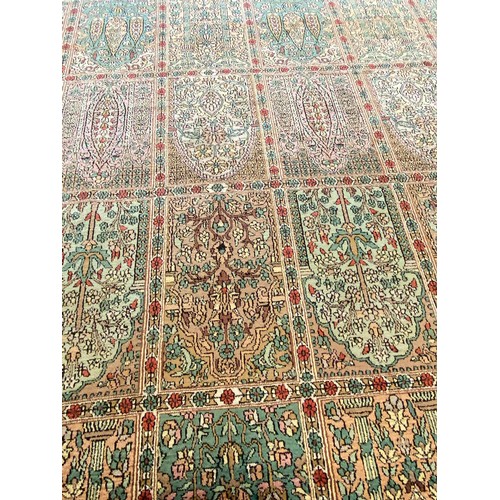 63 - FINE PURE SILK HEREKE DESIGN CARPET, 430cm x 292cm.