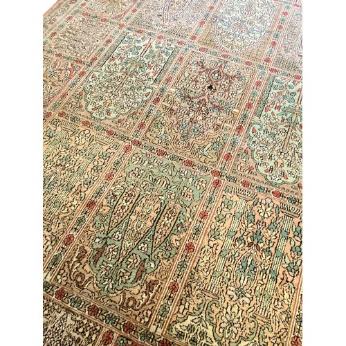 63 - FINE PURE SILK HEREKE DESIGN CARPET, 430cm x 292cm.