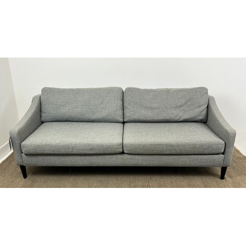 358 - SOFA, grey fabric, contemporary design, 205cm W x 72cm H x 90cm D.