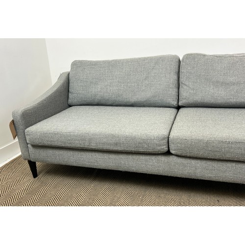 358 - SOFA, grey fabric, contemporary design, 205cm W x 72cm H x 90cm D.