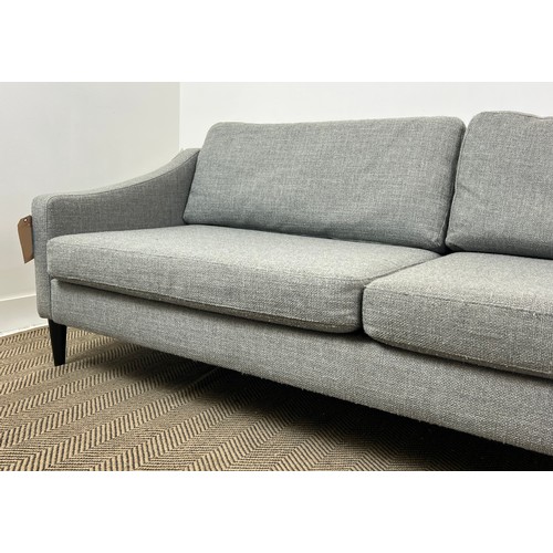 358 - SOFA, grey fabric, contemporary design, 205cm W x 72cm H x 90cm D.