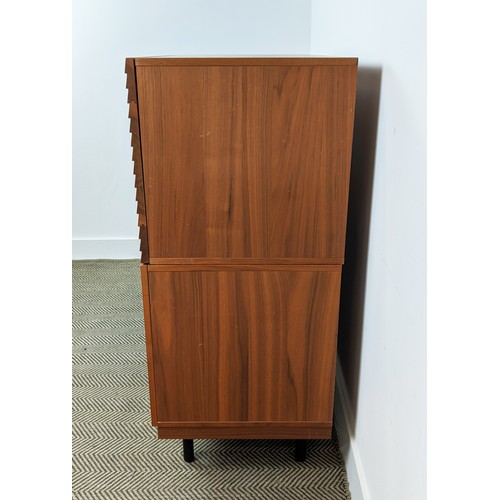 368 - CABINET, with three ribbed doors, 135cm W x 110cm H x 47cm D.