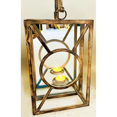 339 - WALL LANTERNS, a set of six, Art Deco style with mirrored backs, 43cm H x 22cm W x 11cm D. (6)