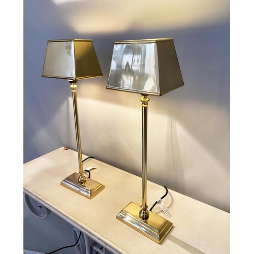 343 - TABLE LAMPS, a pair, gilt metal, 59cm H x 18cm W. (2)