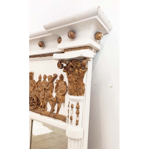 155 - OVERMANTEL, Regency giltwood, gesso and later white painted with chariot procession frieze, 91cm H x... 