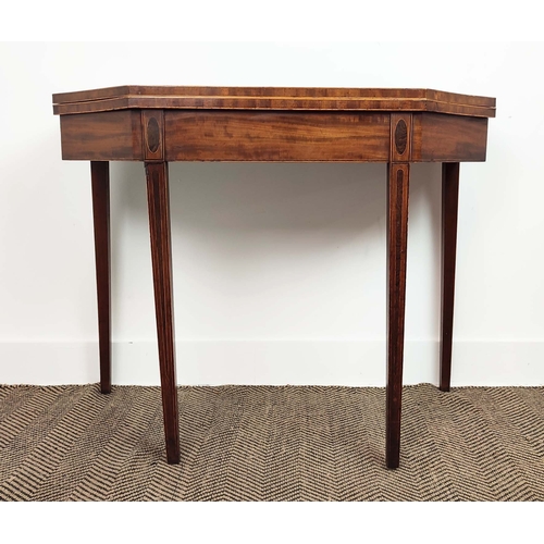 141 - TEA TABLE, George III mahogany with canted corners and inlaid detail, 92cm W x 45cm D x 74cm H.