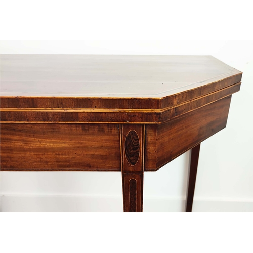 141 - TEA TABLE, George III mahogany with canted corners and inlaid detail, 92cm W x 45cm D x 74cm H.