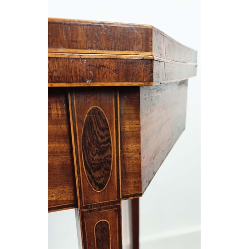 141 - TEA TABLE, George III mahogany with canted corners and inlaid detail, 92cm W x 45cm D x 74cm H.