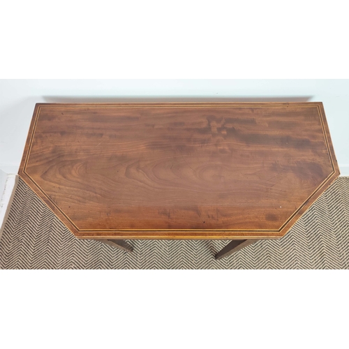 141 - TEA TABLE, George III mahogany with canted corners and inlaid detail, 92cm W x 45cm D x 74cm H.