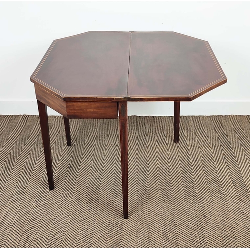 141 - TEA TABLE, George III mahogany with canted corners and inlaid detail, 92cm W x 45cm D x 74cm H.