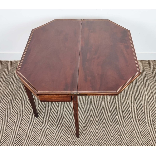 141 - TEA TABLE, George III mahogany with canted corners and inlaid detail, 92cm W x 45cm D x 74cm H.