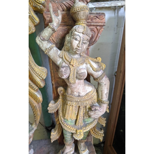 14 - CARVED SCULPTURAL FIGURE OF SHIVA, South East Asian, with a polychrome painted finish, 215cm H x 95c... 
