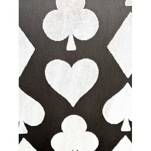 288 - ARMCHAIRS, a pair, printed and cut velvet upholstered playing card motifs, 60cm W. (2)