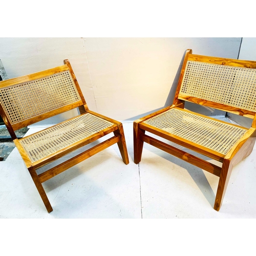 349 - AFTER PIERRE JEANNERET KANGAROO STYLE LOUNGE CHAIRS, a pair, 66cm H x 60cm x 74cm. (2)