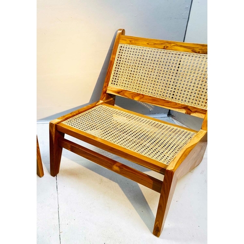 349 - AFTER PIERRE JEANNERET KANGAROO STYLE LOUNGE CHAIRS, a pair, 66cm H x 60cm x 74cm. (2)