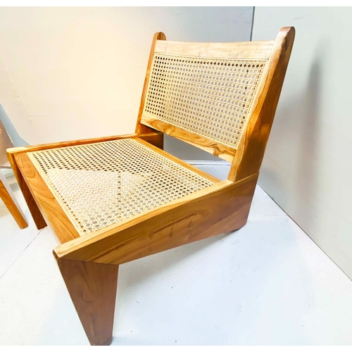 349 - AFTER PIERRE JEANNERET KANGAROO STYLE LOUNGE CHAIRS, a pair, 66cm H x 60cm x 74cm. (2)