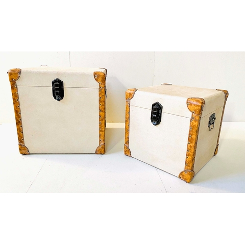 352 - TRUNKS, a graduated set of two, 48cm H x 48cm W x 48cm D. (2)