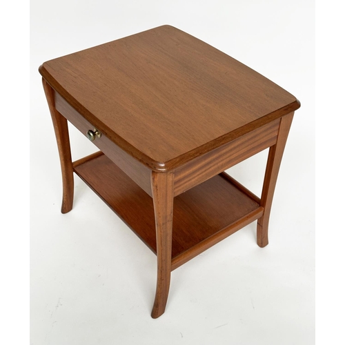 212 - SIDE TABLES, a pair, 1970s Danish style teak each with single drawer and undertier, 52cm W x 46cm D ... 