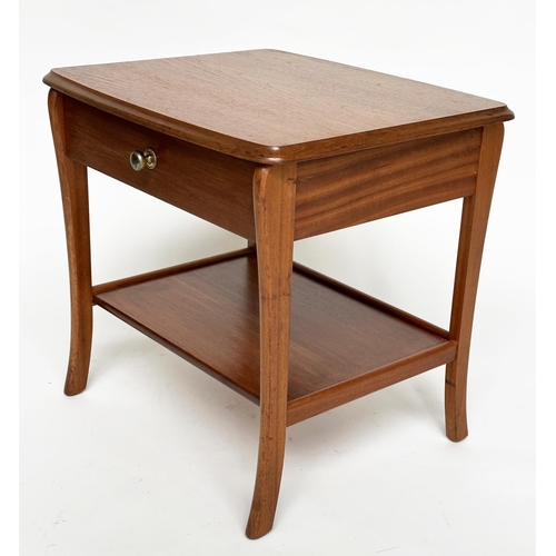 212 - SIDE TABLES, a pair, 1970s Danish style teak each with single drawer and undertier, 52cm W x 46cm D ... 