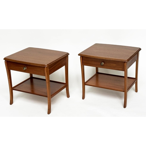 212 - SIDE TABLES, a pair, 1970s Danish style teak each with single drawer and undertier, 52cm W x 46cm D ... 