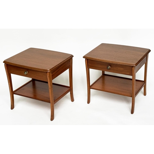 212 - SIDE TABLES, a pair, 1970s Danish style teak each with single drawer and undertier, 52cm W x 46cm D ... 