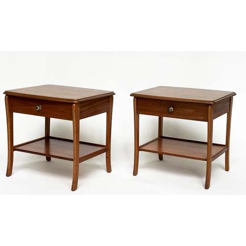 212 - SIDE TABLES, a pair, 1970s Danish style teak each with single drawer and undertier, 52cm W x 46cm D ... 