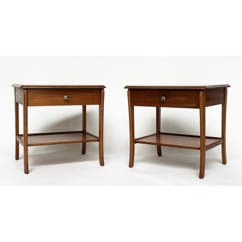 212 - SIDE TABLES, a pair, 1970s Danish style teak each with single drawer and undertier, 52cm W x 46cm D ... 