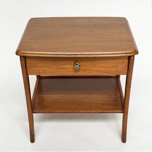 212 - SIDE TABLES, a pair, 1970s Danish style teak each with single drawer and undertier, 52cm W x 46cm D ... 