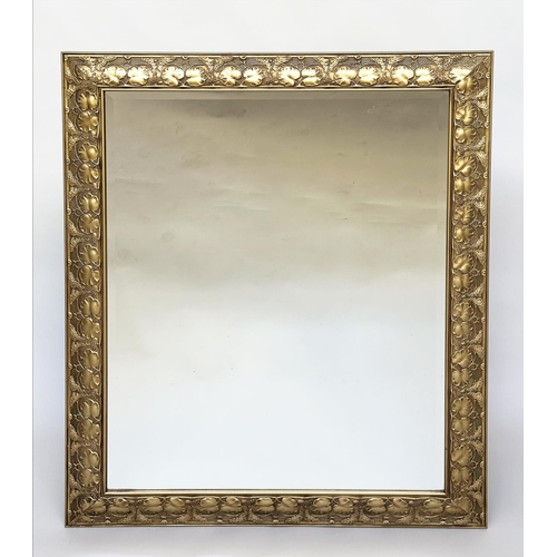 107 - WALL MIRROR, Italian rectangular giltwood and gesso with bevelled plate and vine motif moulded frame... 