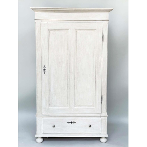 109 - ARMOIRE, French style traditionally grey painted enclosing hanging space above a full width drawer, ... 