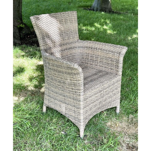 123 - GARDEN DINING/CONSERVATORY CHAIRS BY HARTMAN, all weather woven with four aluminium framed armchairs... 