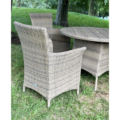 123 - GARDEN DINING/CONSERVATORY CHAIRS BY HARTMAN, all weather woven with four aluminium framed armchairs... 