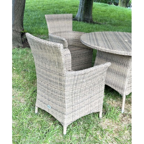 123 - GARDEN DINING/CONSERVATORY CHAIRS BY HARTMAN, all weather woven with four aluminium framed armchairs... 