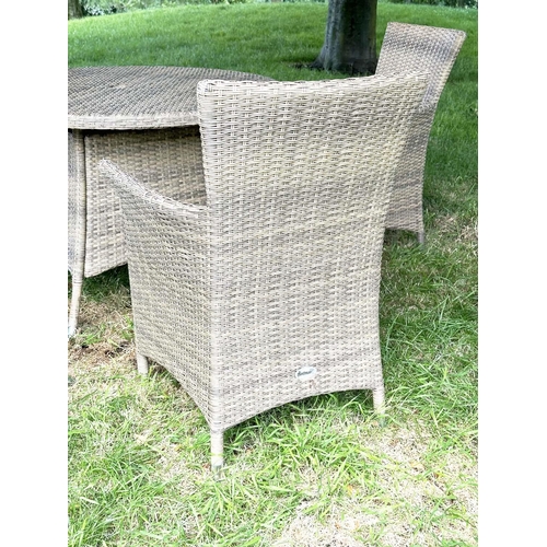 123 - GARDEN DINING/CONSERVATORY CHAIRS BY HARTMAN, all weather woven with four aluminium framed armchairs... 