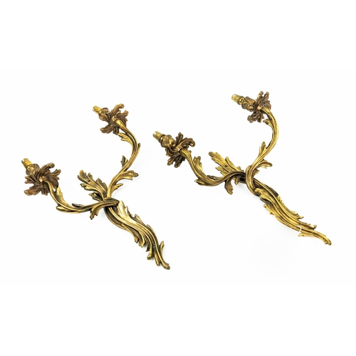 164 - WALL SCONCES, a pair, gilt metal, each with two branches, each 46cm W x 32cm H. (2)