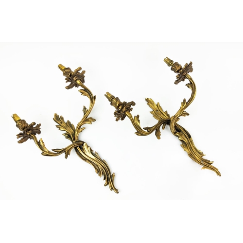 164 - WALL SCONCES, a pair, gilt metal, each with two branches, each 46cm W x 32cm H. (2)