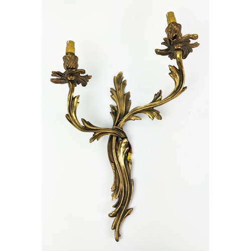 164 - WALL SCONCES, a pair, gilt metal, each with two branches, each 46cm W x 32cm H. (2)