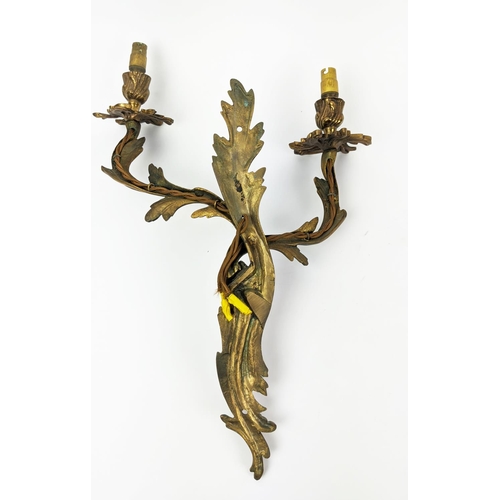 164 - WALL SCONCES, a pair, gilt metal, each with two branches, each 46cm W x 32cm H. (2)